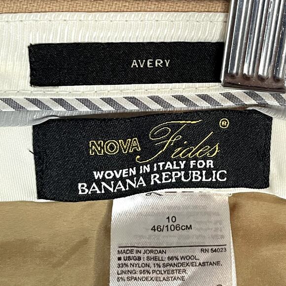 Banana Republic Womens Tan Avery Wool Blend Trousers Woven in Italy Size 10 - Picture 5 of 6